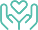 A green background with a heart and hands.